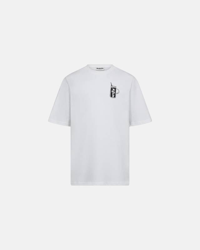 T-Shirt M. Print ´tas´ | 100% Bomuld | Hvid - Resteröds