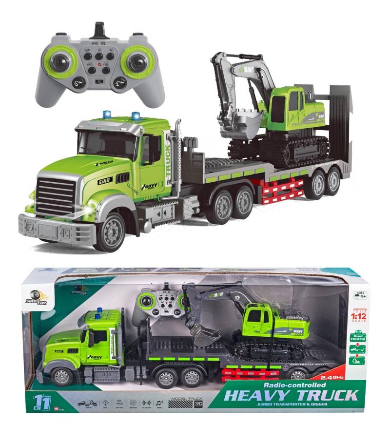 2-I-1 R/C Radiostyret Lastbil Og Gravko - R/C Racerbil - Legekammeraten.dk