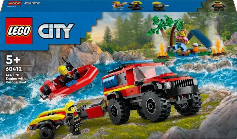 Lego 60412 City Brandmands Off-Road Køretøj Med Redningsbåd