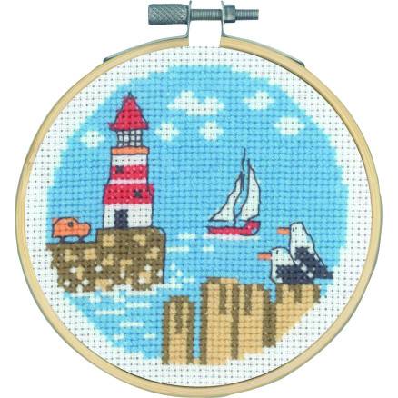 Permin Broderikit Fyrtårn/Bil ø10cm