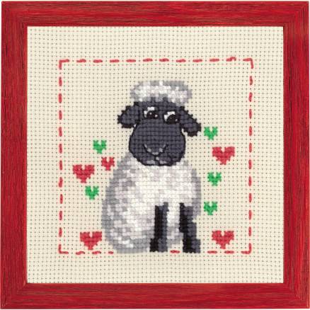 Permin Broderikit Aida Til Børn Får 19x19cm