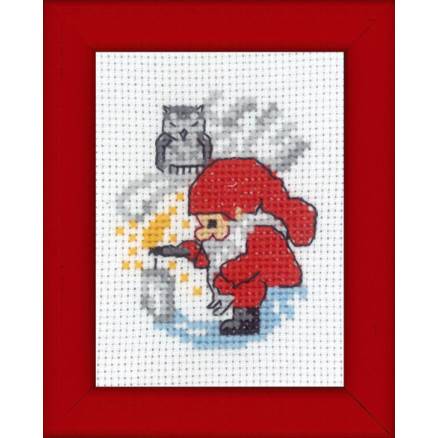 Permin Broderikit Billede Nisse Tænder Lys 6x8