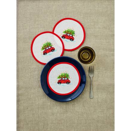Permin Broderikit Bil 3 Stk ø16cm