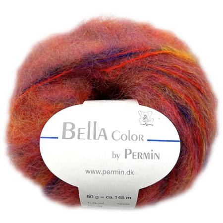 Bella Permin Garn - Mohairgarn Med Uldgarn & Polyamid - Fv 883181 Bordeaux/Blå Lilla