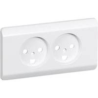 Opus 66, Afdkning Til Vandret Dobbelt Stikkontakt Med Jord Og Integreret Ramme, 2 Modul, Hvid - Lauritz Knudsen