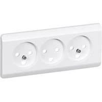 Opus 66, Afdkning Til Vandret Tripel Stikkontakt Med Jord Og Integreret Ramme, 2 Modul, Hvid - Lauritz Knudsen