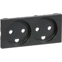 Lk Fuga - Afdkning Til Vandret Dobbelt Stikkontakt Med Jord, 2 Modul, Koksgr - Lauritz Knudsen