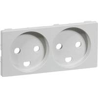 Lk Fuga - Afdkning Til Vandret Dobbelt Stikkontakt Med Jord, 2 Modul, Lysegr - Lauritz Knudsen