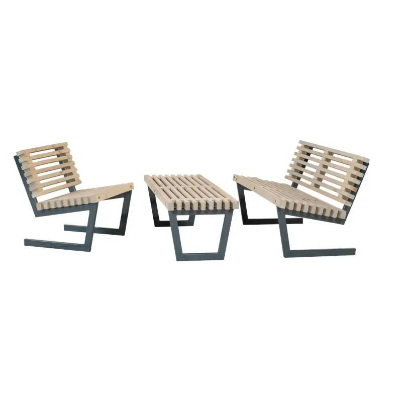 Plus Siesta Tralle Møbelsæt - Sofa - Stol - Stort Bord 196150-12 - Plus A/S