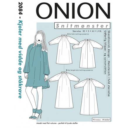 Onion Snitmønster 2084 Kjoler Med Vidde & Ståkrave Str. Xs-Xl