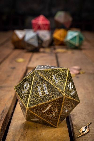 Dice - 20 Sidede (d20) Terninger - Gold - Epic Armoury - 8.5cm - !live Rollespil - Iron Fortress