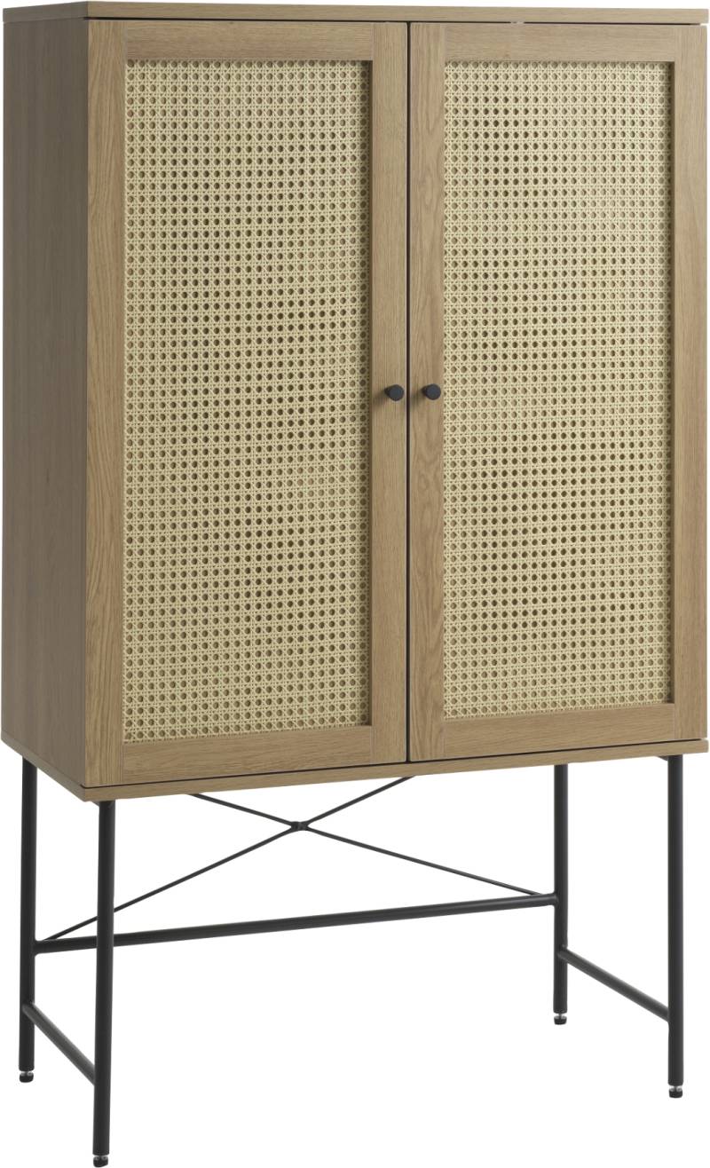 Højskab Nordique Design Pensacola I Natur Egetræ Og Rattan 135x80x40 Cm