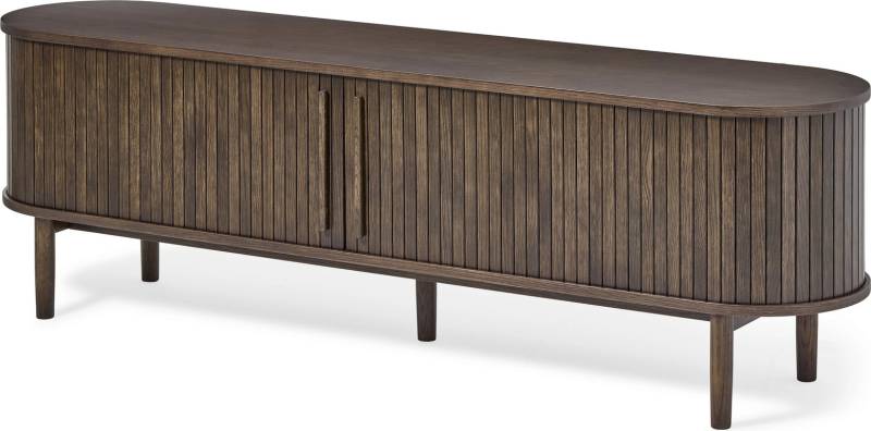 Tv-Bord Nordique Design Meta  -  Mørk Natur Egetræ 180x40x55,6 Cm Med Skjult Opbevaring