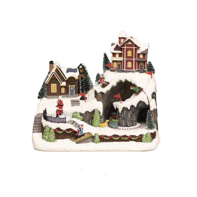 Juleby "mountain Town" Nordic Winter Med Lys Og Musik. Til Batteri