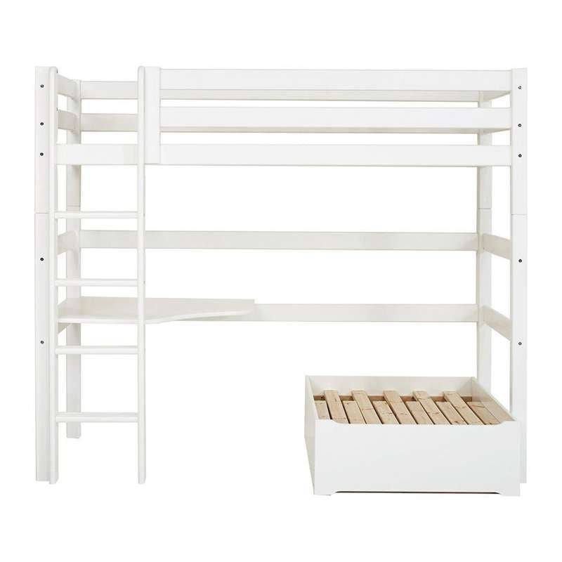 Hoppekids Eco Luxury - Mega Seng M. Lounge Modul Og Bordplade - 90x200 Cm. - Hvid