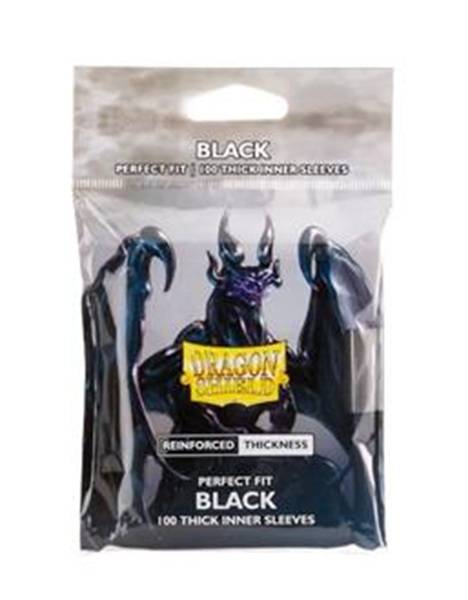 Dragon Shield Deck Protectors - Perfect Fit Thick Inner Sleeves: Black (til Standard/63x88mm Kort) - 100 Lommer - Dragonshield - Sleeves #at-13005 - !kort Tilbehã¸r