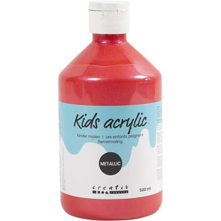 Skole Akrylmaling Metallic, Rød, Metallic, 500 Ml/ 1 Fl. - A-Color
