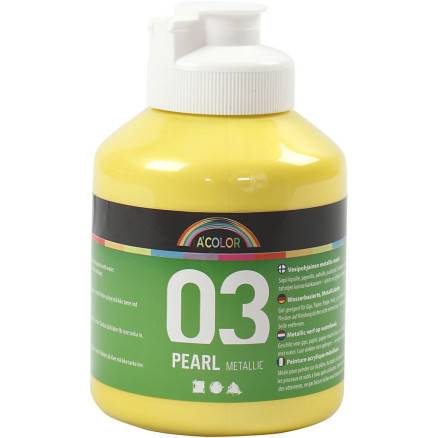 Skole Akrylmaling Metallic, Gul, Metallic, 500 Ml/ 1 Fl. - A-Color
