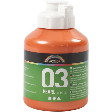Skole Akrylmaling Metallic, Orange, Metallic, 500 Ml/ 1 Fl. - A-Color