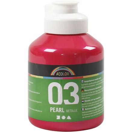 Skole Akrylmaling Metallic, Pink, Metallic, 500 Ml/ 1 Fl. - A-Color