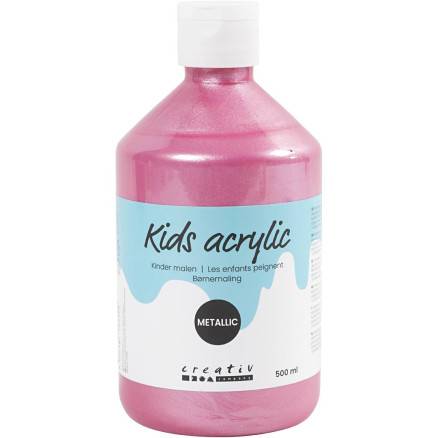 Skole Akrylmaling Metallic, Lyserød, Metallic, 500 Ml/ 1 Fl. - A-Color