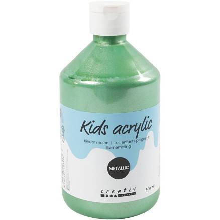 Skole Akrylmaling Metallic, Lys Grøn, Metallic, 500 Ml/ 1 Fl. - A-Color