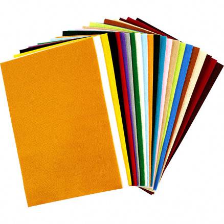 Hobbyfilt I Ark Ass. Farver 20x30cm 1,5mm 180-200g/M2 - 24 Ark - Diverse