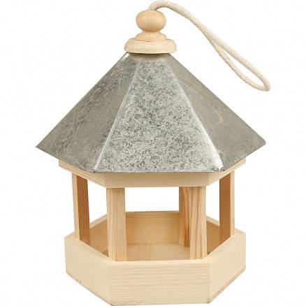Fuglefoderhus Med Zinktag, Str. 22x18x16,5 Cm, Fyr, 1stk. - Diverse