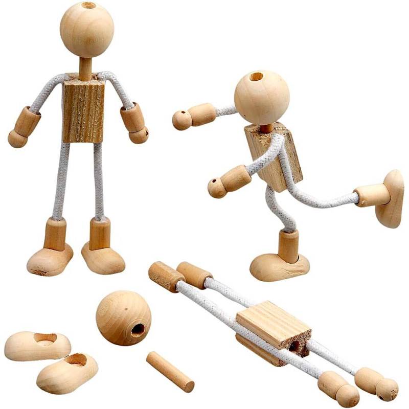 Flexi-Figurer, 12 Cm, Blandet Træ, 4 Sæt