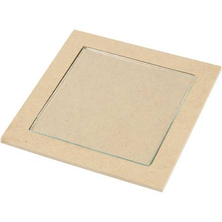 Bordskåner Med Glasplade, Str. 15x15 Cm, Indv. Mål 11x11x0,2 Cm, 6stk.