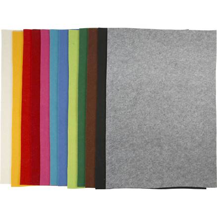 Hobbyfilt, Ark 42x60 Cm, Tykkelse 3 Mm, Ass. Farver, 12ass. Ark/ 1 Pk. - Diverse