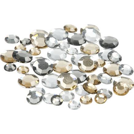 Rhinsten, Runde, Str. 6+9+12 Mm, Gylden Olie, 360 Stk./ 1 Pk. - Diverse