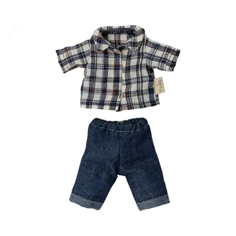 Maileg Tøj Til Far Mus - Skovmandsskjorte Og Jeans