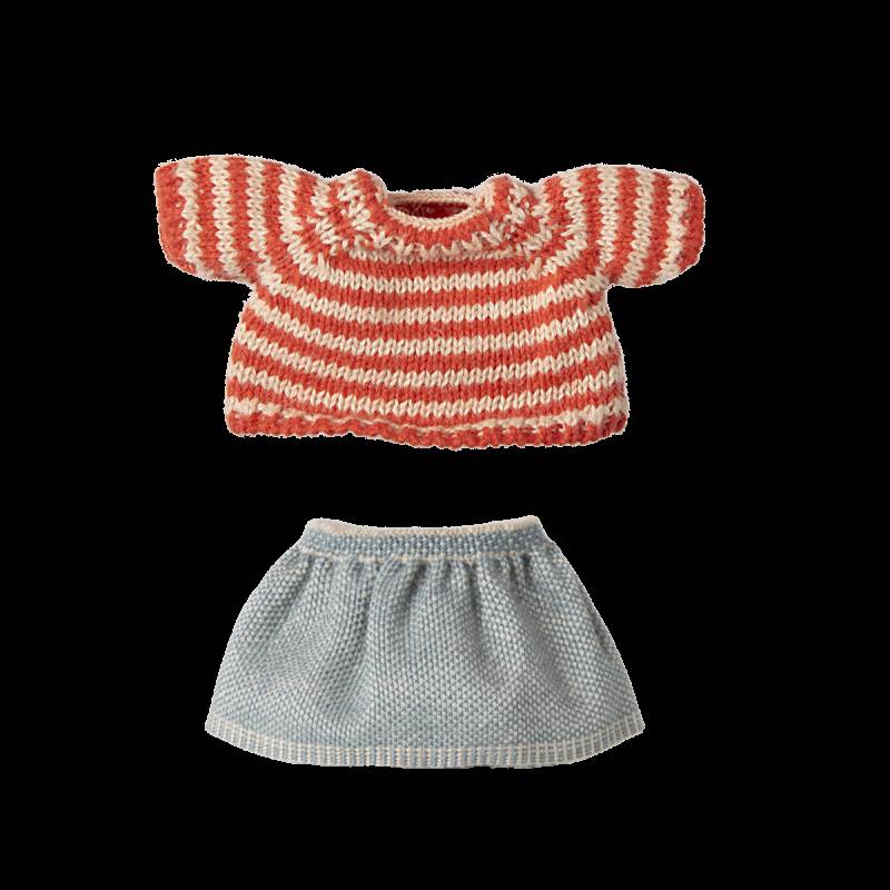 Maileg Strikket Sweater Og Nederdel - Storesøster Mus