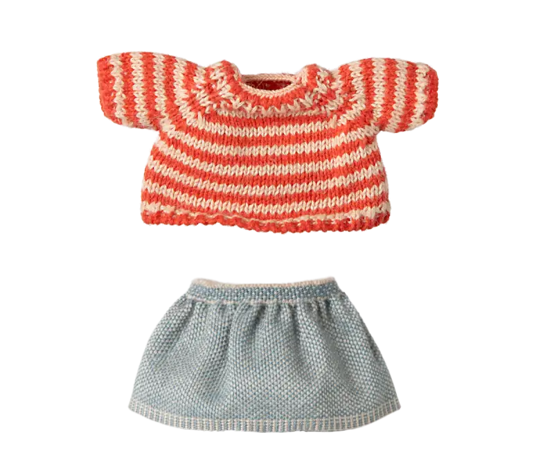 Strikket Sweater Og Nederdel, Storesøster Mus, Maileg