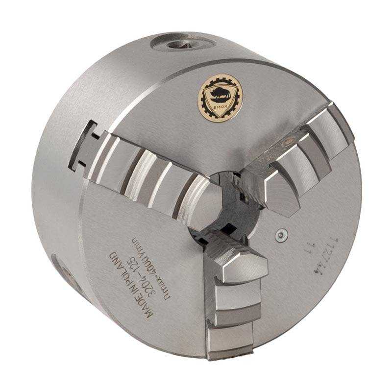 Bison 3-Bakket Centrerpatron ø80 Mm - Støbejern - Din 6350 - Montering På Bagsiden (cylindrisk Holder) - 3204-80 - Diesella