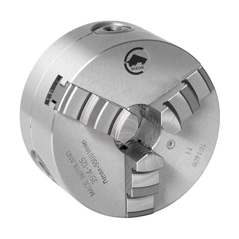 Bison 3-Bakket Centrerpatron ø80 Mm - Stål - Din 6350 - Montering På Bagsiden (cylindrisk Holder) - 3504-80 - Diesella