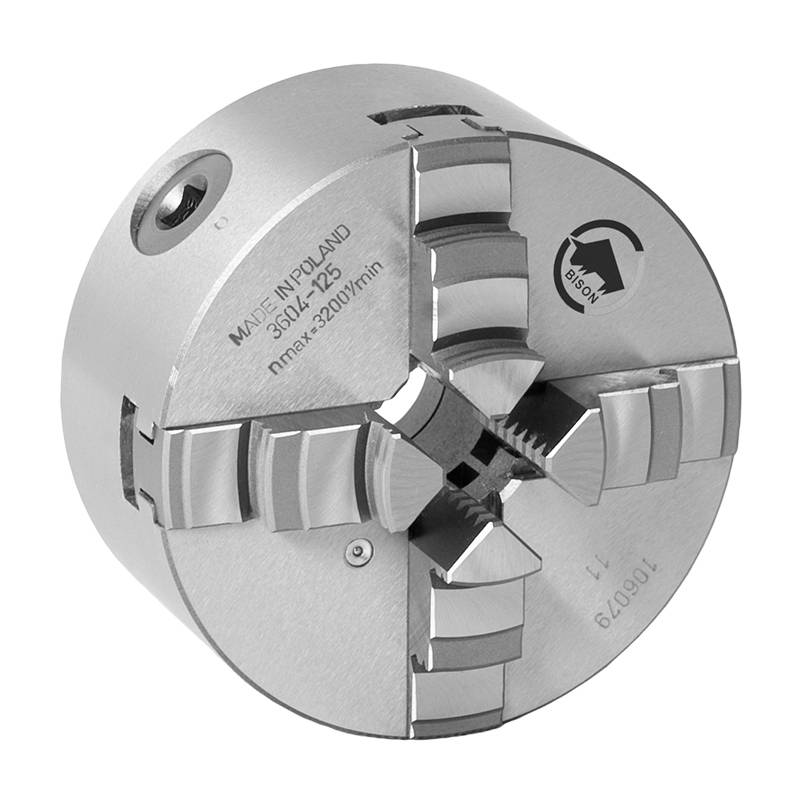 Bison 4-Bakket Centrerpatron ø125 Mm - Støbejern - Din 6350 - Montering På Bagsiden (cylindrisk Holder) - 3604-125 - Diesella