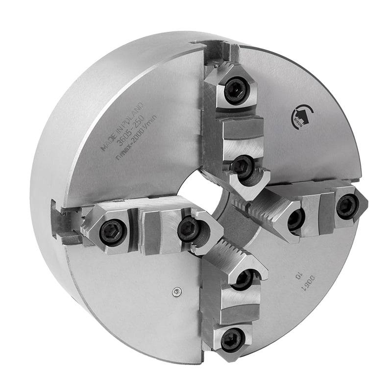 Bison 4-Bakket Centrerpatron ø400 Mm - Støbejern - Din 6350 - Montering På Bagsiden (cylindrisk Holder) - 3605-400 - Diesella