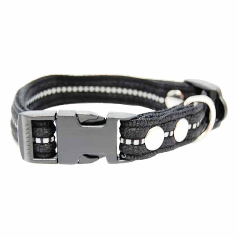 Fenriz Webbing Halsbånd M. Refleks (sort) - Medium