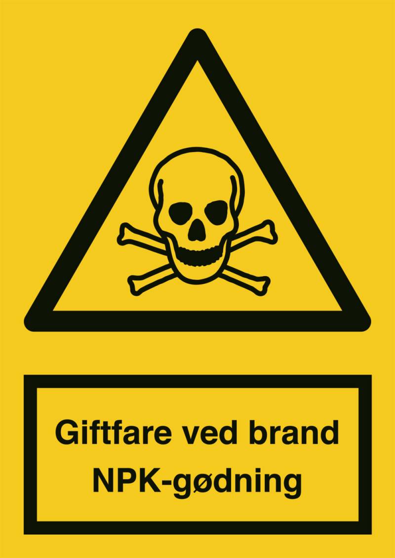 Advarselsskilt - Giftfare Ved Brand Npk Gødning  - Refleks Aluminium - 297 X 210 Mm (a4) - Jo Safety