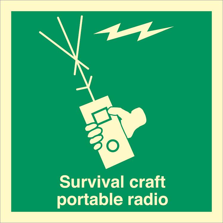 Survival Craft Portable Radio  - Efterlysende Vinyl Hi150 - 150 X 150 Mm - Jo Safety