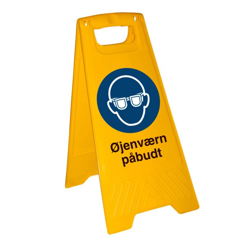 øjenværn Påbudt - Fritstående Skilt - Plast 600 X 300 Mm - Jo Safety