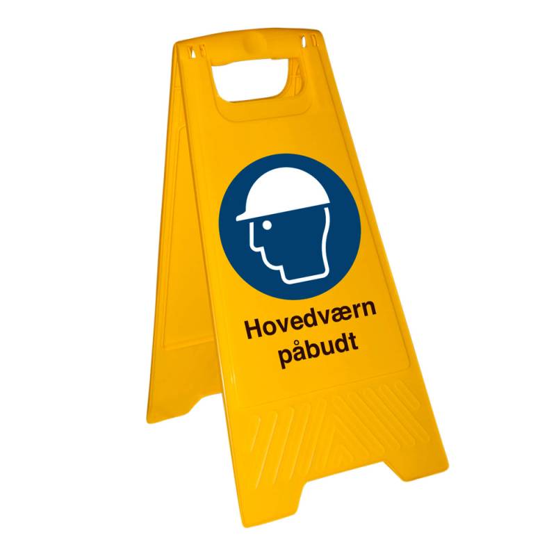 Hovedværn Påbudt - Fritstående Skilt - Plast 600 X 300 Mm - Jo Safety