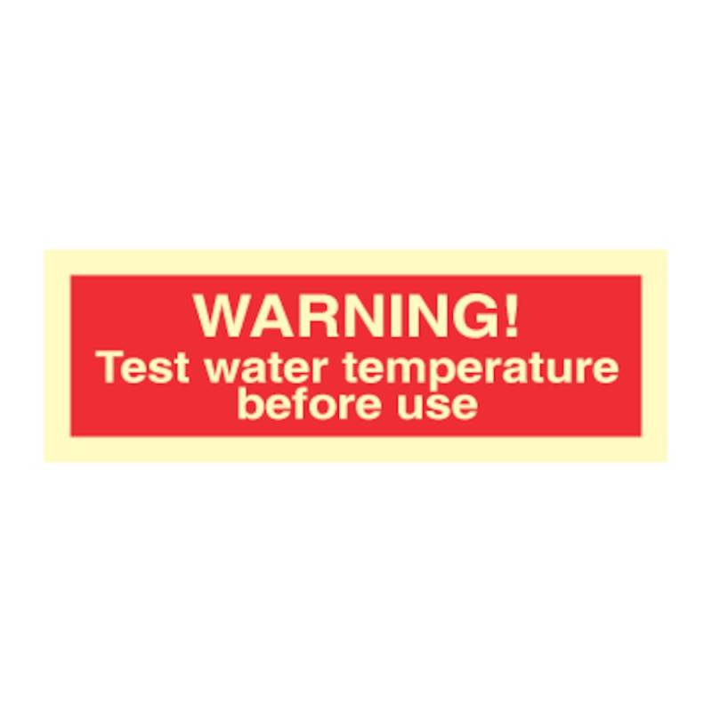 Warning! Test Water Temperature Before Use  - Selvklæbende Vinyl - 100 X 300 Mm - Jo Safety