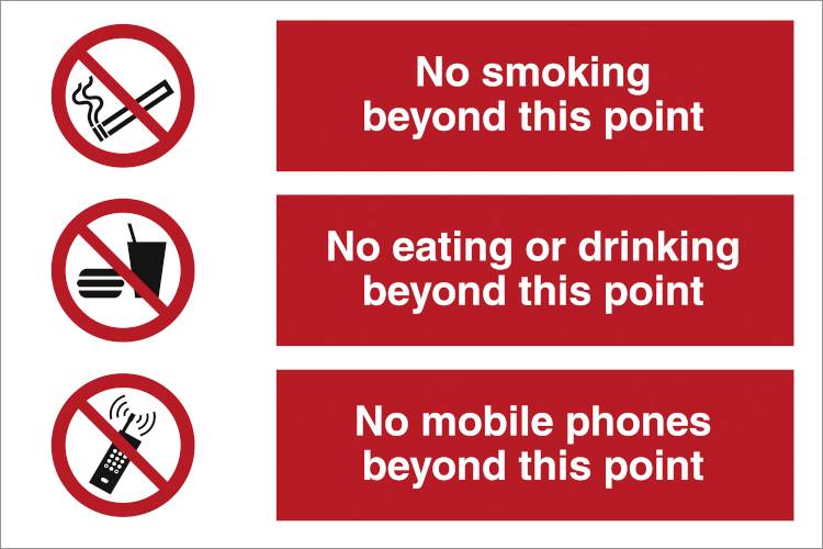 No Smoking - No Eating - No Mobile Phones  - Plast - 200 X 300 Mm - Jo Safety