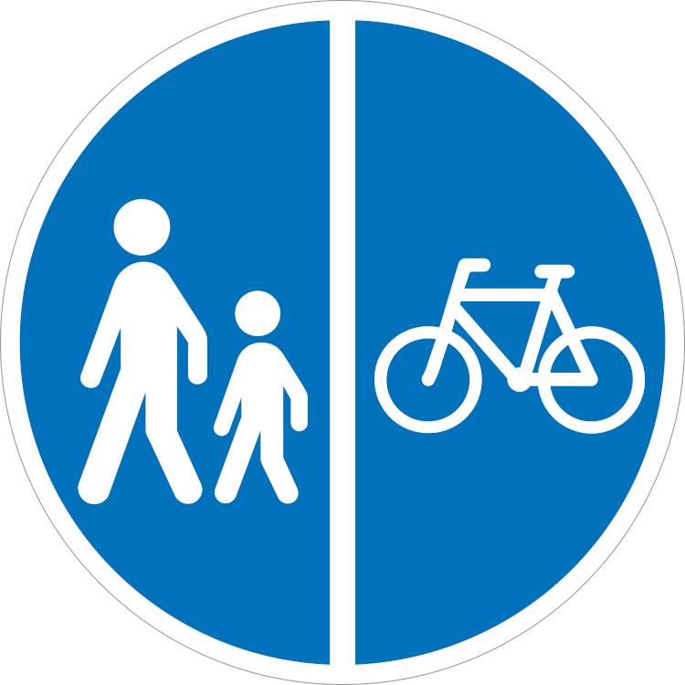 Vejskilt D26 Delt Sti Gående Og Cykler - 2 Mm Refleks Alu. - ø 30 Cm Eg - Dobbeltsidet - Jo Safety
