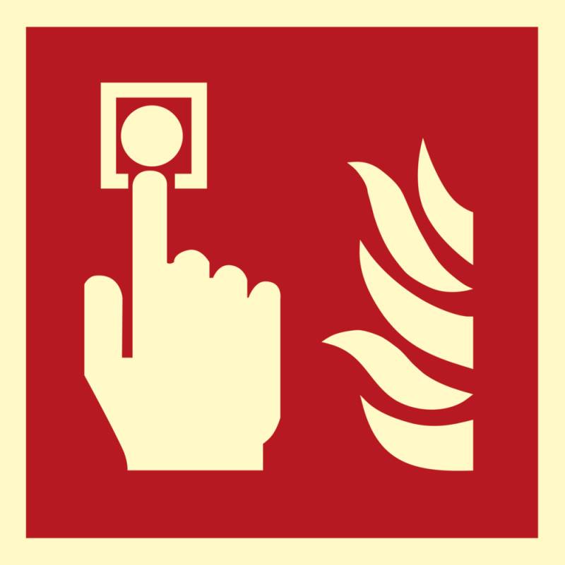 Brandskilt - Brandalarm Alarmknap - Efterlysende Aluminium - 150 X 150 Mm - Jo Safety