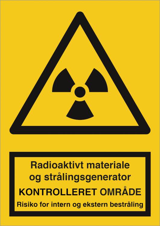 Advarselsskilt - Radioaktivt Materiale Og Stråling.. - Kontrolleret - Ekstern - Plast - 297 X 210 Mm (a4) - Jo Safety
