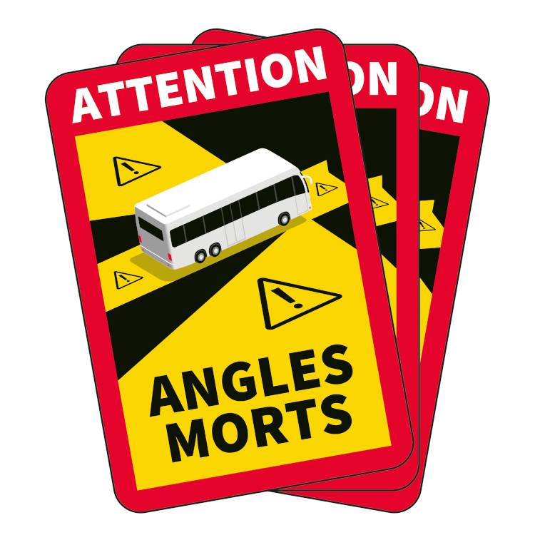 3 Stk. Angles Morts (blindvinkel) Mærkater Til Bus  250 × 170 Mm - Jo Safety